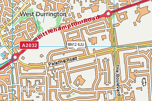 BN12 6JU map - OS VectorMap District (Ordnance Survey)