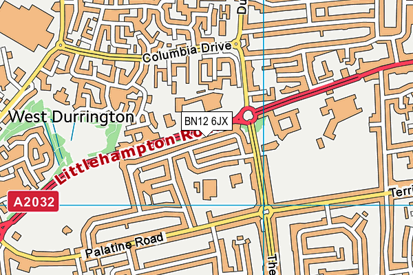 BN12 6JX map - OS VectorMap District (Ordnance Survey)