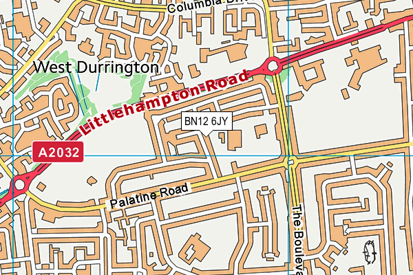 BN12 6JY map - OS VectorMap District (Ordnance Survey)