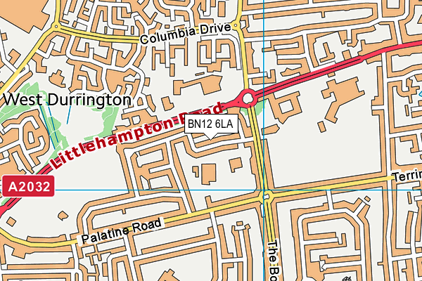 BN12 6LA map - OS VectorMap District (Ordnance Survey)
