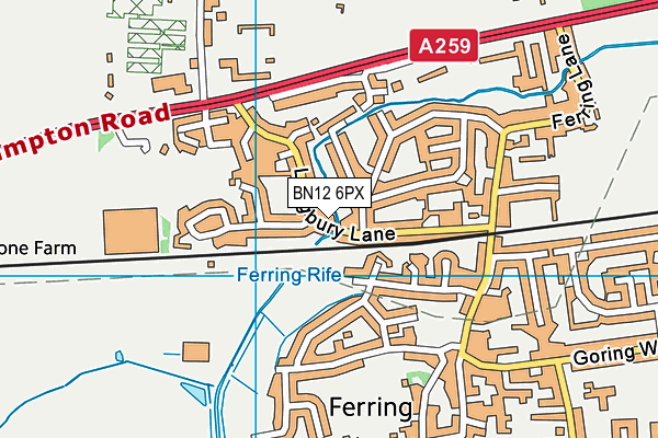 BN12 6PX map - OS VectorMap District (Ordnance Survey)