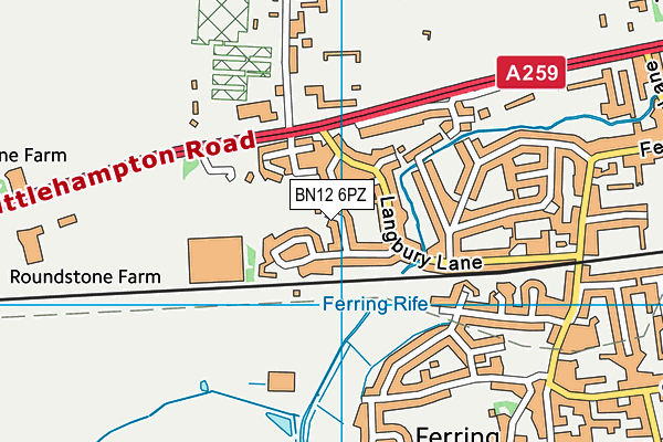 BN12 6PZ map - OS VectorMap District (Ordnance Survey)