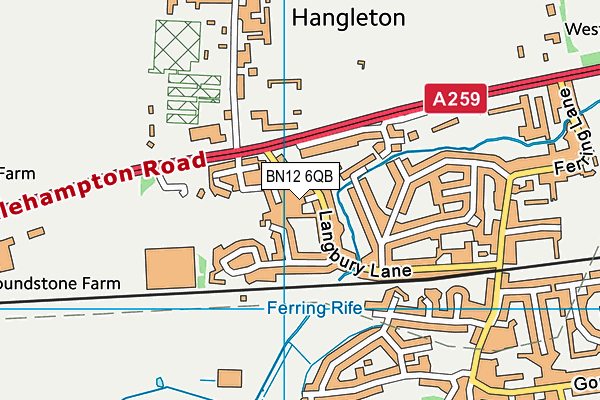 BN12 6QB map - OS VectorMap District (Ordnance Survey) BN12 6QB map - OS VectorMap District (Ordnance Survey)
