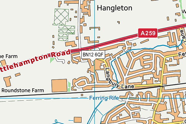 BN12 6QF map - OS VectorMap District (Ordnance Survey)