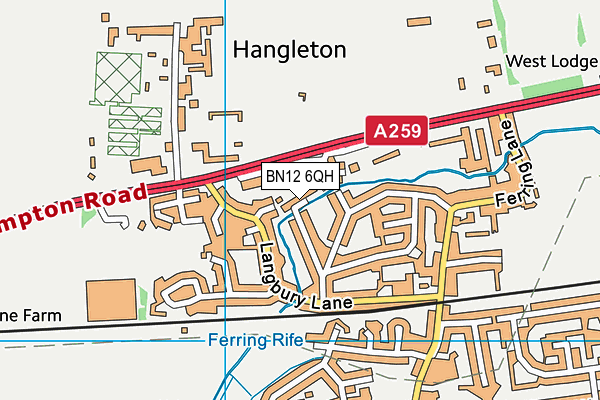 BN12 6QH map - OS VectorMap District (Ordnance Survey)