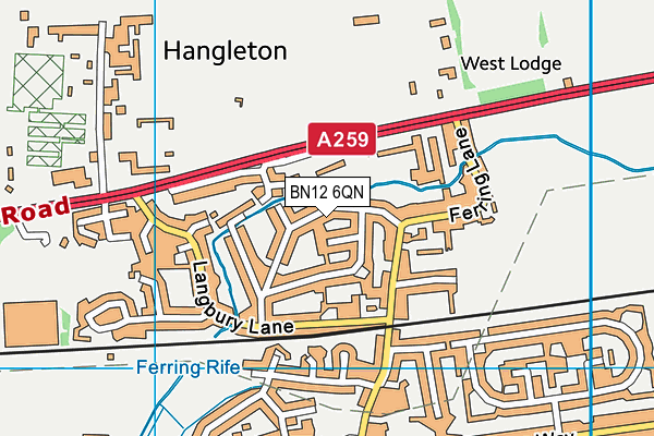 BN12 6QN map - OS VectorMap District (Ordnance Survey)