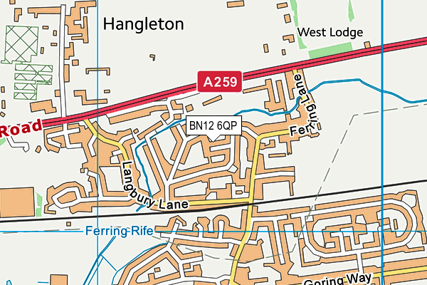 BN12 6QP map - OS VectorMap District (Ordnance Survey)