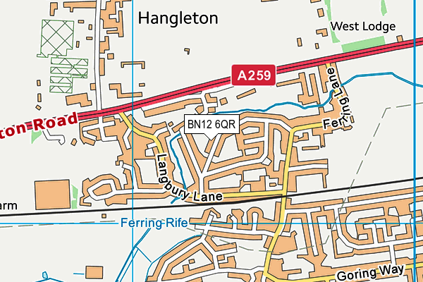 BN12 6QR map - OS VectorMap District (Ordnance Survey)