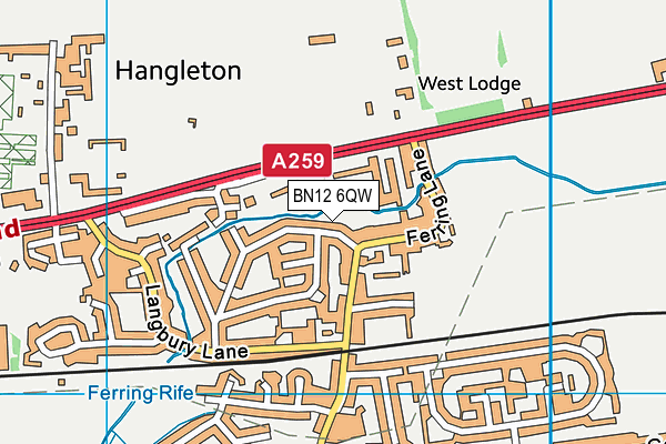 BN12 6QW map - OS VectorMap District (Ordnance Survey)