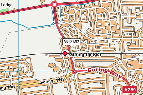 BN12 6RZ map - OS VectorMap District (Ordnance Survey)