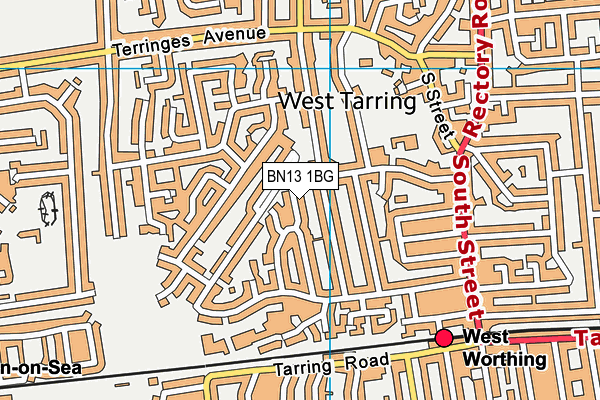 BN13 1BG map - OS VectorMap District (Ordnance Survey) BN13 1BG map - OS VectorMap District (Ordnance Survey)