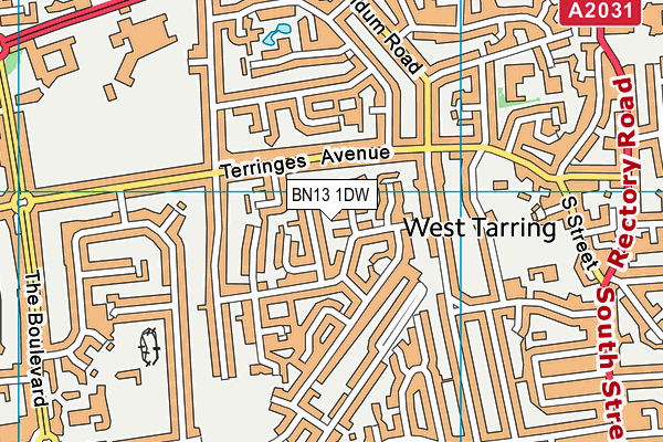 BN13 1DW map - OS VectorMap District (Ordnance Survey) BN13 1DW map - OS VectorMap District (Ordnance Survey)