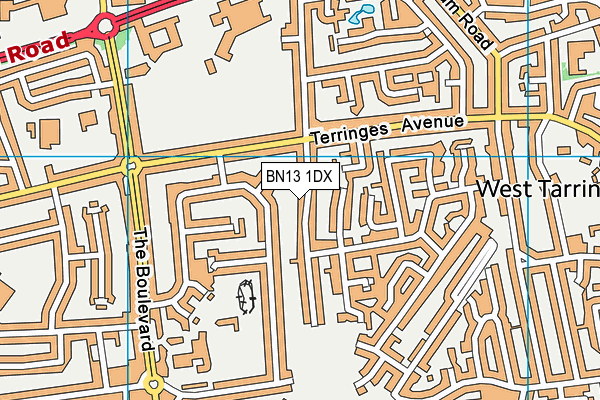 BN13 1DX map - OS VectorMap District (Ordnance Survey) BN13 1DX map - OS VectorMap District (Ordnance Survey)