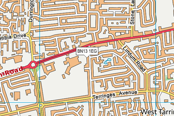 BN13 1EG map - OS VectorMap District (Ordnance Survey) BN13 1EG map - OS VectorMap District (Ordnance Survey)