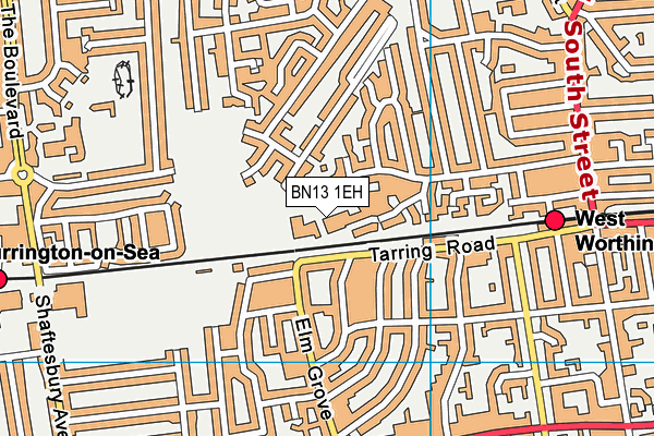 BN13 1EH map - OS VectorMap District (Ordnance Survey) BN13 1EH map - OS VectorMap District (Ordnance Survey)