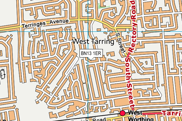 BN13 1ER map - OS VectorMap District (Ordnance Survey) BN13 1ER map - OS VectorMap District (Ordnance Survey)