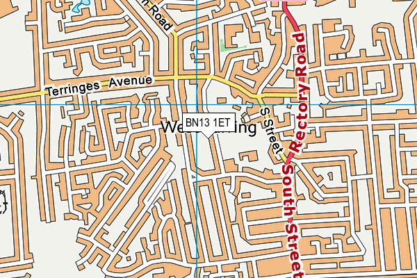 BN13 1ET map - OS VectorMap District (Ordnance Survey) BN13 1ET map - OS VectorMap District (Ordnance Survey)