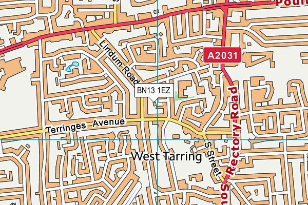BN13 1EZ map - OS VectorMap District (Ordnance Survey)
