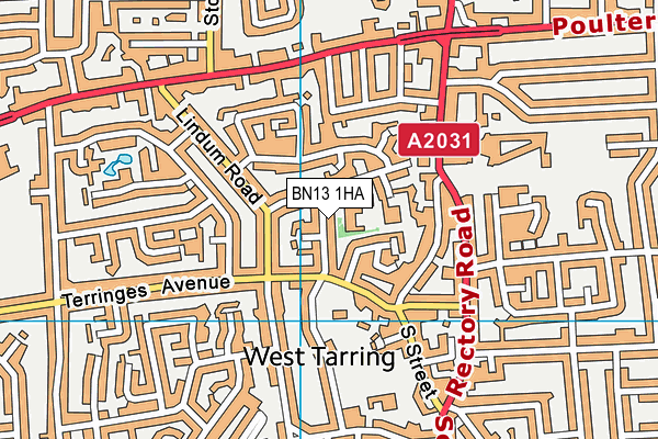 BN13 1HA map - OS VectorMap District (Ordnance Survey) BN13 1HA map - OS VectorMap District (Ordnance Survey)
