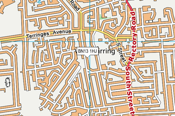 BN13 1HJ map - OS VectorMap District (Ordnance Survey) BN13 1HJ map - OS VectorMap District (Ordnance Survey)