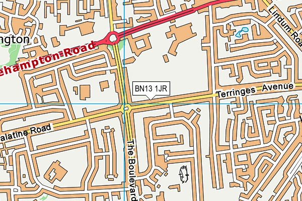 BN13 1JR map - OS VectorMap District (Ordnance Survey) BN13 1JR map - OS VectorMap District (Ordnance Survey)