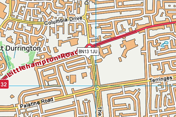 BN13 1JU map - OS VectorMap District (Ordnance Survey)