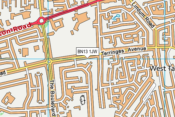 BN13 1JW map - OS VectorMap District (Ordnance Survey) BN13 1JW map - OS VectorMap District (Ordnance Survey)