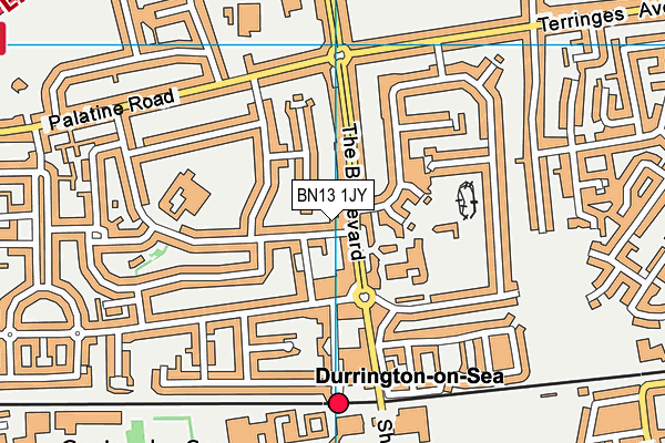 BN13 1JY map - OS VectorMap District (Ordnance Survey) BN13 1JY map - OS VectorMap District (Ordnance Survey)
