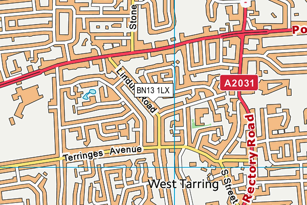 BN13 1LX map - OS VectorMap District (Ordnance Survey) BN13 1LX map - OS VectorMap District (Ordnance Survey)