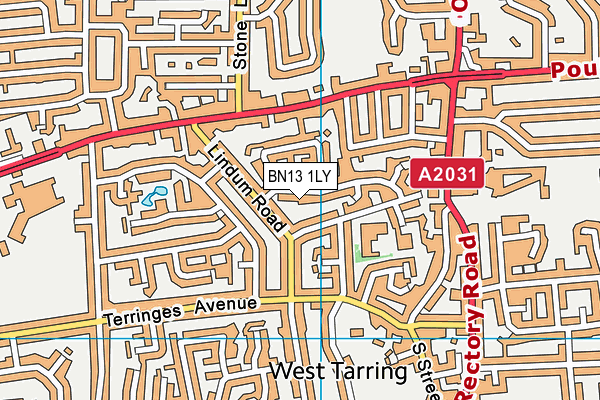BN13 1LY map - OS VectorMap District (Ordnance Survey) BN13 1LY map - OS VectorMap District (Ordnance Survey)