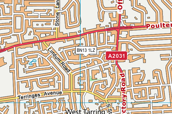 BN13 1LZ map - OS VectorMap District (Ordnance Survey) BN13 1LZ map - OS VectorMap District (Ordnance Survey)
