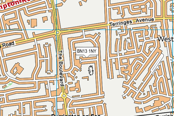 BN13 1NY map - OS VectorMap District (Ordnance Survey) BN13 1NY map - OS VectorMap District (Ordnance Survey)