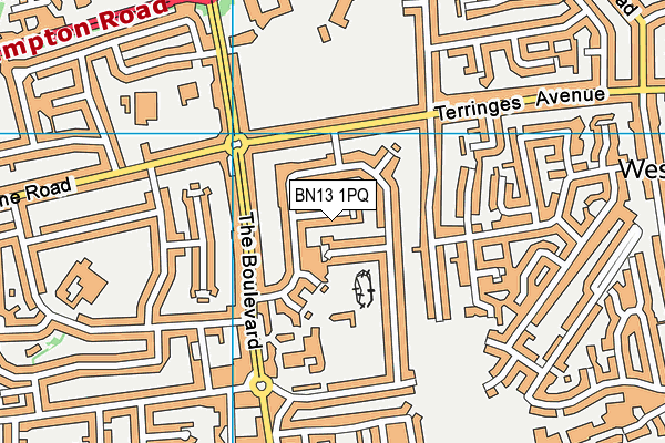 BN13 1PQ map - OS VectorMap District (Ordnance Survey) BN13 1PQ map - OS VectorMap District (Ordnance Survey)