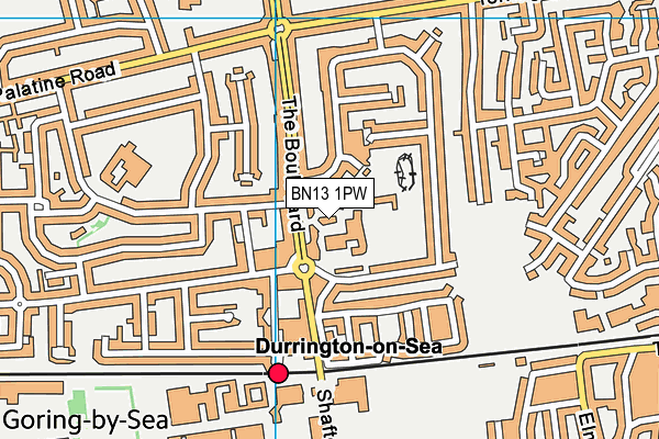 BN13 1PW map - OS VectorMap District (Ordnance Survey) BN13 1PW map - OS VectorMap District (Ordnance Survey)