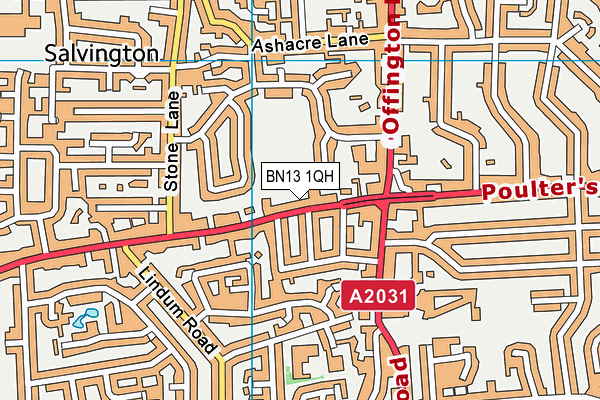 BN13 1QH map - OS VectorMap District (Ordnance Survey) BN13 1QH map - OS VectorMap District (Ordnance Survey)
