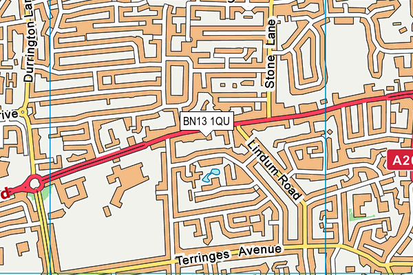 BN13 1QU map - OS VectorMap District (Ordnance Survey) BN13 1QU map - OS VectorMap District (Ordnance Survey)