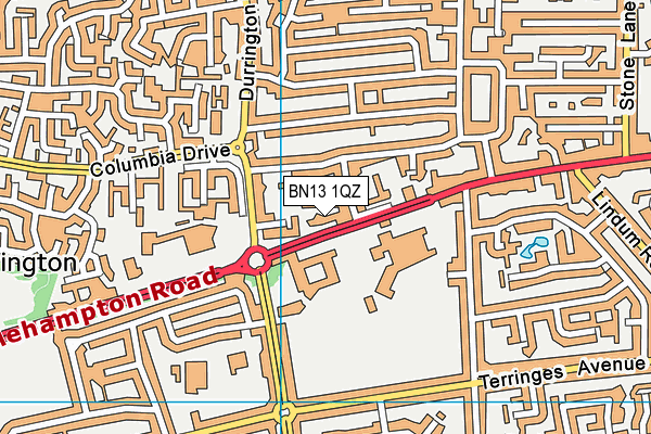 BN13 1QZ map - OS VectorMap District (Ordnance Survey)