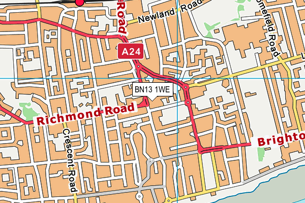 BN13 1WE map - OS VectorMap District (Ordnance Survey) BN13 1WE map - OS VectorMap District (Ordnance Survey)