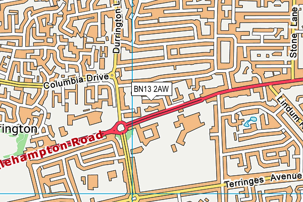 BN13 2AW map - OS VectorMap District (Ordnance Survey) BN13 2AW map - OS VectorMap District (Ordnance Survey)