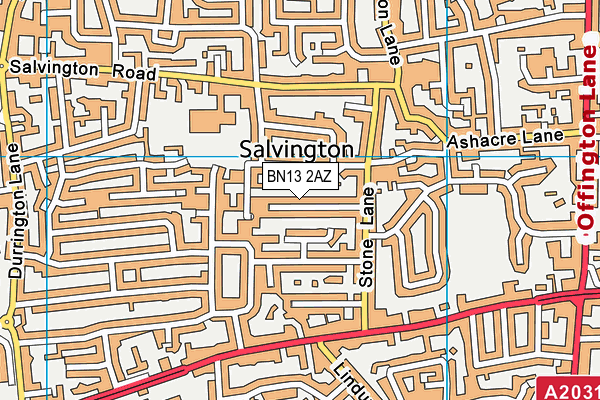 BN13 2AZ map - OS VectorMap District (Ordnance Survey) BN13 2AZ map - OS VectorMap District (Ordnance Survey)