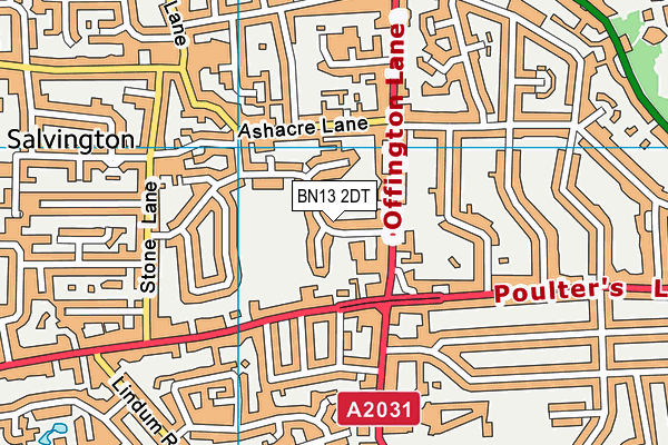 BN13 2DT map - OS VectorMap District (Ordnance Survey) BN13 2DT map - OS VectorMap District (Ordnance Survey)
