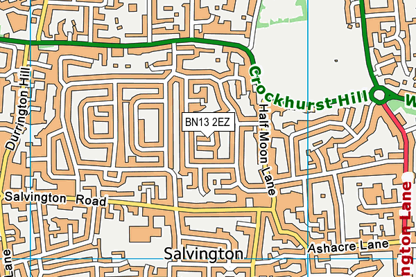 BN13 2EZ map - OS VectorMap District (Ordnance Survey) BN13 2EZ map - OS VectorMap District (Ordnance Survey)