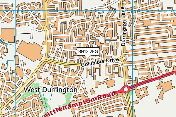 BN13 2FG map - OS VectorMap District (Ordnance Survey) BN13 2FG map - OS VectorMap District (Ordnance Survey)