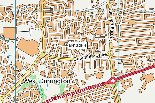 BN13 2FH map - OS VectorMap District (Ordnance Survey) BN13 2FH map - OS VectorMap District (Ordnance Survey)