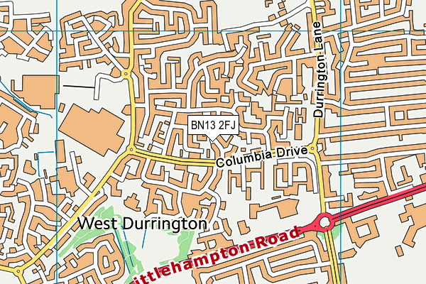 BN13 2FJ map - OS VectorMap District (Ordnance Survey) BN13 2FJ map - OS VectorMap District (Ordnance Survey)