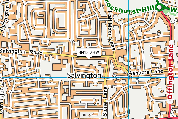 BN13 2HW map - OS VectorMap District (Ordnance Survey) BN13 2HW map - OS VectorMap District (Ordnance Survey)