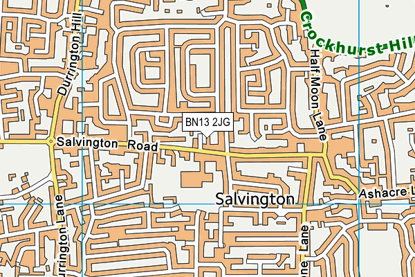 BN13 2JG map - OS VectorMap District (Ordnance Survey) BN13 2JG map - OS VectorMap District (Ordnance Survey)
