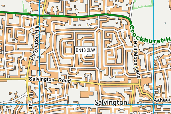 BN13 2LW map - OS VectorMap District (Ordnance Survey) BN13 2LW map - OS VectorMap District (Ordnance Survey)