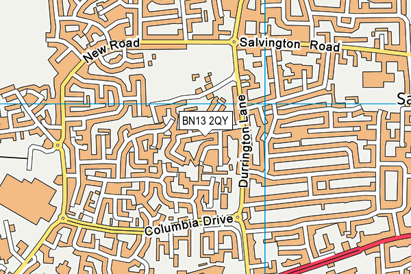 BN13 2QY map - OS VectorMap District (Ordnance Survey) BN13 2QY map - OS VectorMap District (Ordnance Survey)