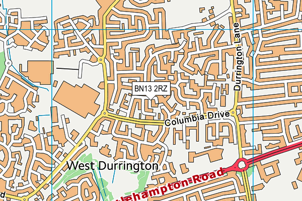 BN13 2RZ map - OS VectorMap District (Ordnance Survey) BN13 2RZ map - OS VectorMap District (Ordnance Survey)